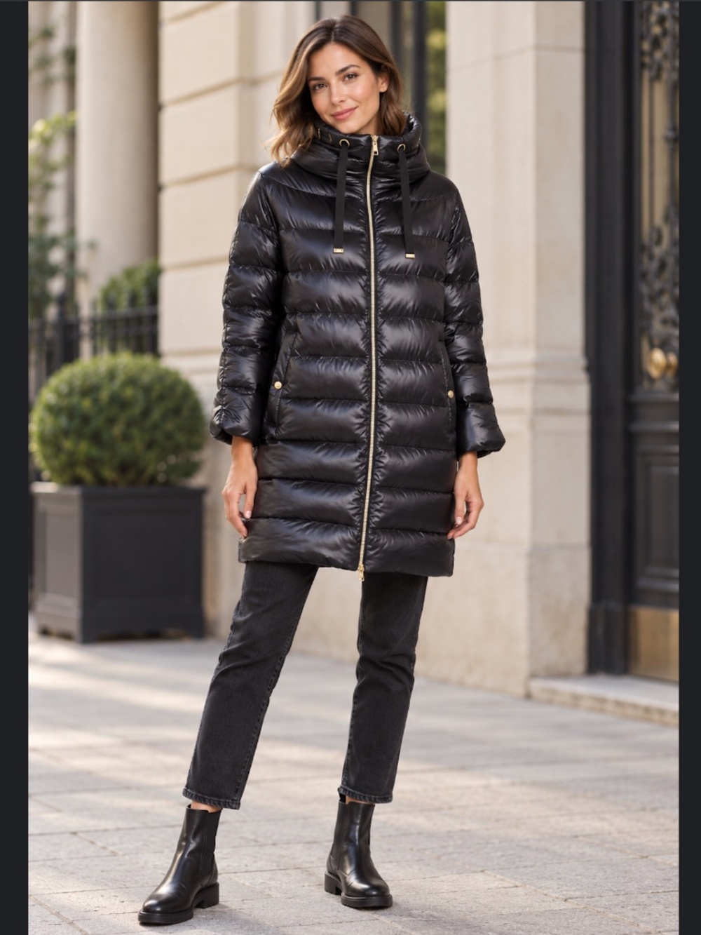 Herno Nylon Ultralight Black Cocoon Puffer Coat Size IT 40